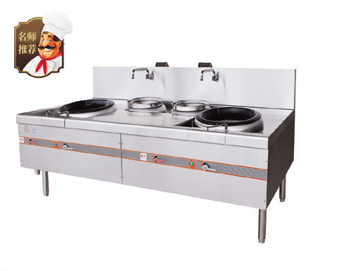 餐厅商业餐饮双头双尾炒炉改造案例,在广东湛江市可选这款依据我国3C新标准研发的炒炉