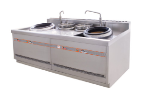 中型饭店商业餐饮双头双尾液化石油气炒炉升级案例,就选广东商业餐饮大功率液化石油气炒炉厂商倚仗我国燃气新标准设计研发的这款!