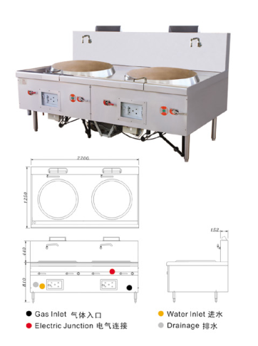 深圳市定制厨房炒炉厂家倚仗了我国3C新标准研究发明,酒店商业餐饮天然气双头双尾炒炉改装案例推荐